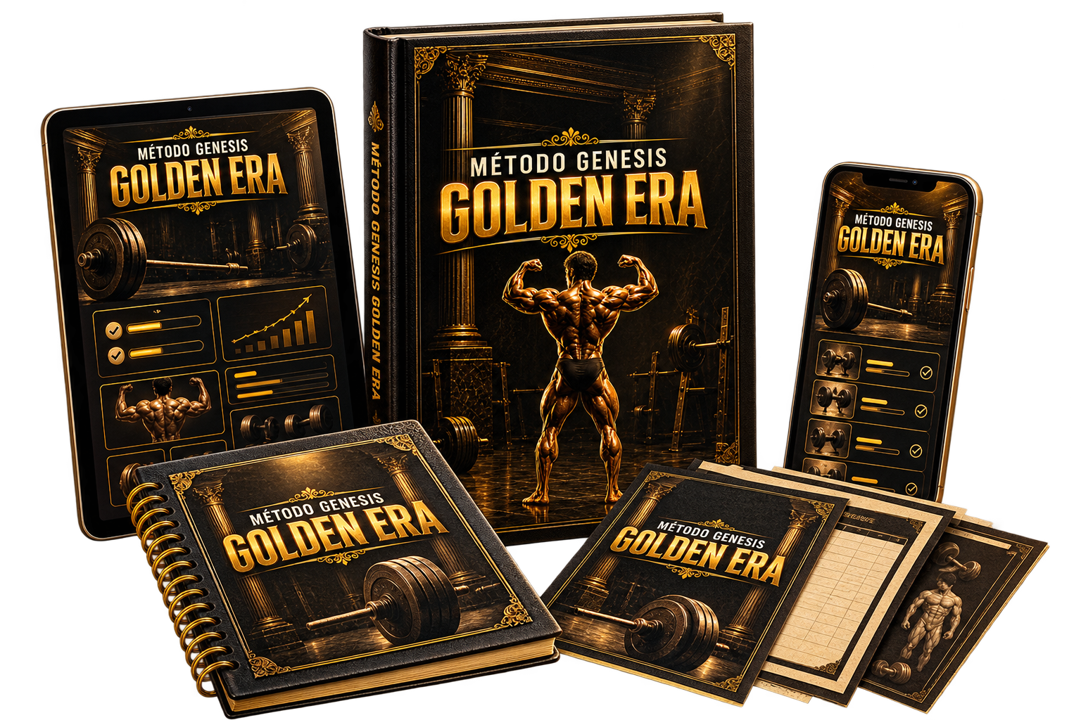 Kit completo do Método Genesis Golden Era com manual, planilha, guia e acesso pelo celular
